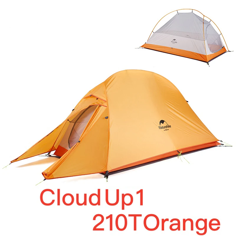 CloudUp1 210T Orange Naturehike модернизированная серия Cloud Up Сверхлегкая походная палатка Водонепроницаемая походная палатка 20D нейлоновая палатка с бесплатным ковриком - Цвет: CloudUp1 210T Orange
