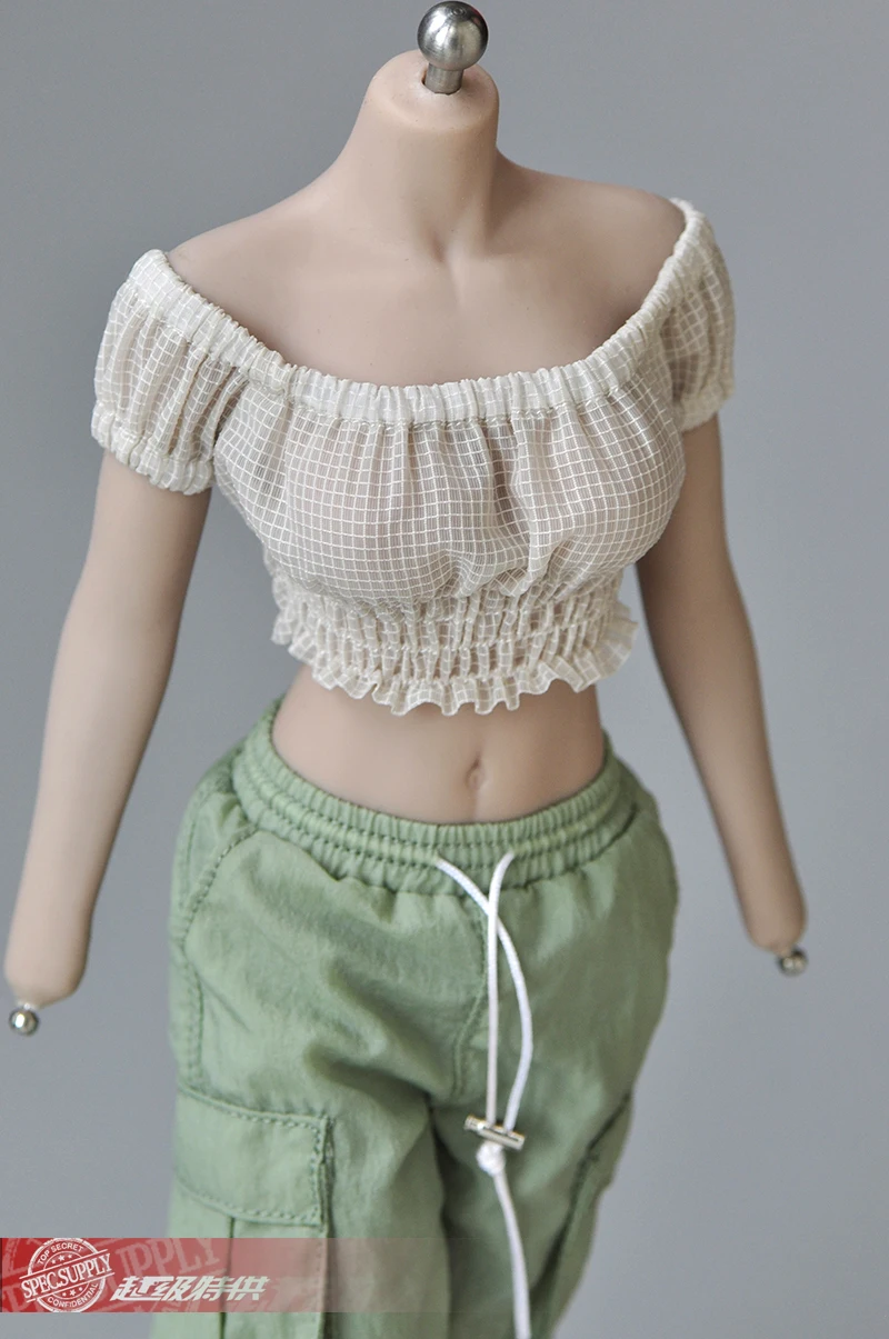 

1/6 Soldier Strapless Short Sleeve Navel Folded Top for 12 inch action figure