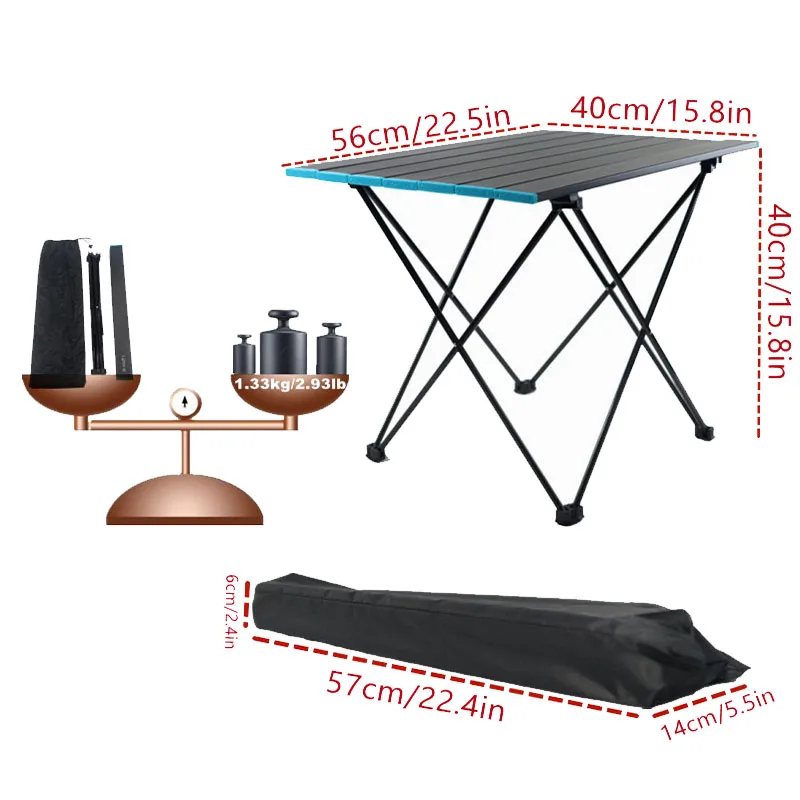 Практичный суперсветильник садовый стол из алюминиевого сплава с сумкой ткани