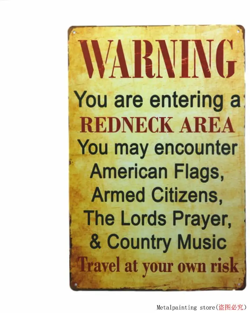 Dingleiever Предупреждение что вы входите в зону Красной Шеи винтажный