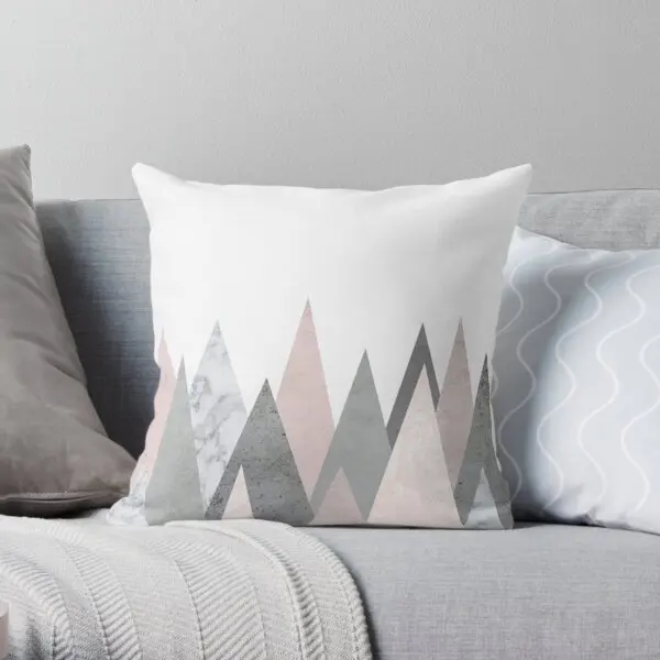 

Blush Marble Gray Geometric Mountains Printing Throw Pillow Cover Polyester Peach Skin Car Soft Waist Pillows not include