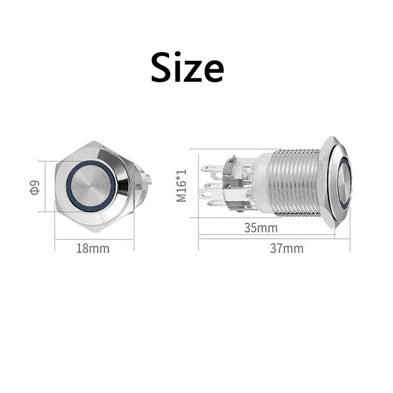 Новый светодиодный кнопочный переключатель 16 мм отверстие для мыши