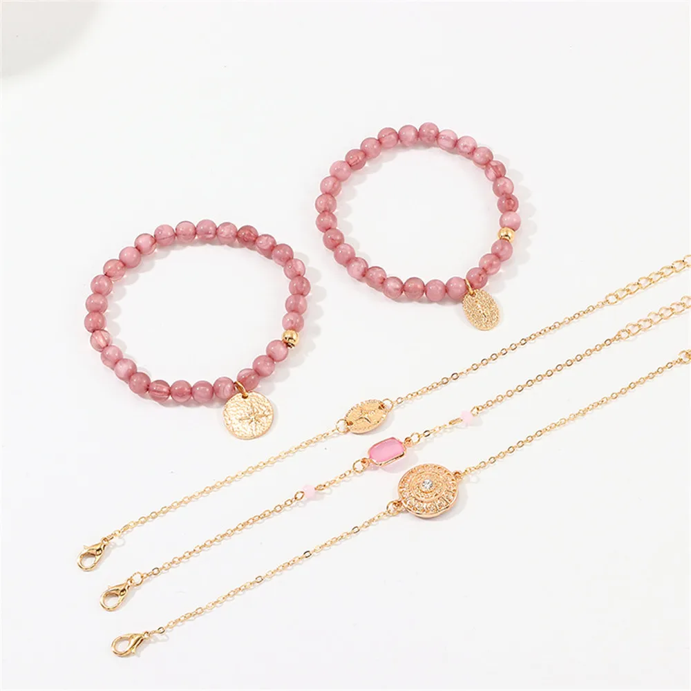 MLING 5 шт./компл. винтажный женский набор из розовой искусственной кожи в богемном