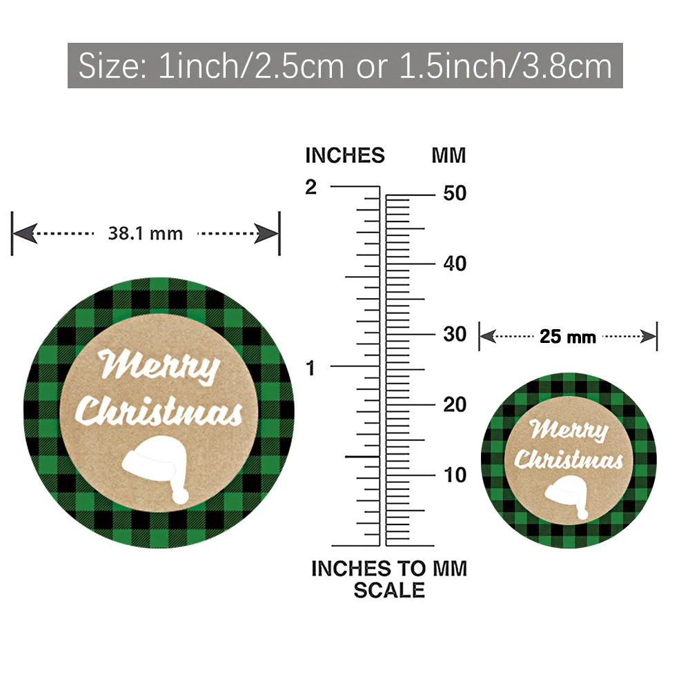 500Pcs/roll Round Merry Christmas Sticker Gift Decoration Green Product Packaging Label Scrapbook | Канцтовары для офиса и