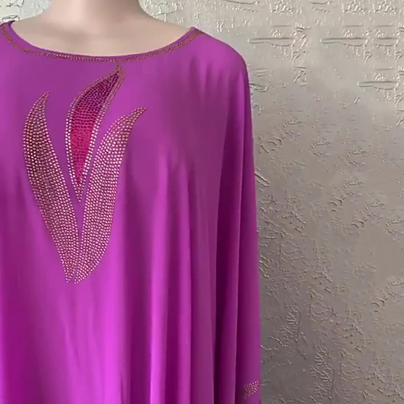 

Diamonds African Chiffon Dress Ankara Dashiki Maxi Dresses For Women Fashion Muslim Abaya Traditional Plus Size Boubou Attire