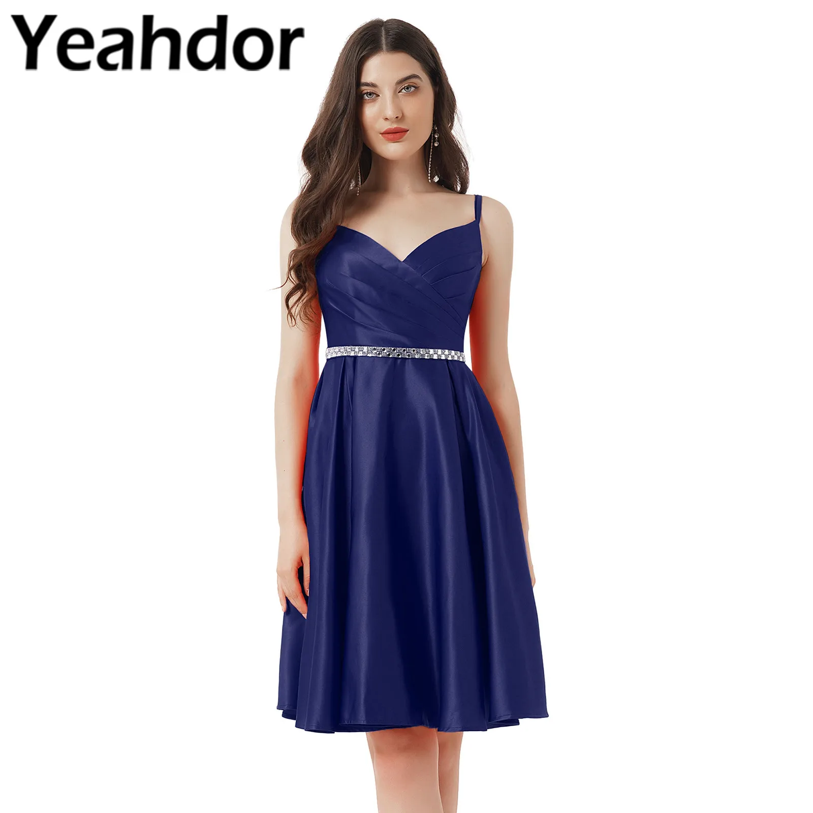 

Bridesmaid Dresses Women Sexy Satin V Neck A-Line Homecoming Dress Vestidos De Festa Banquet Wedding Party Costume Prom Gown