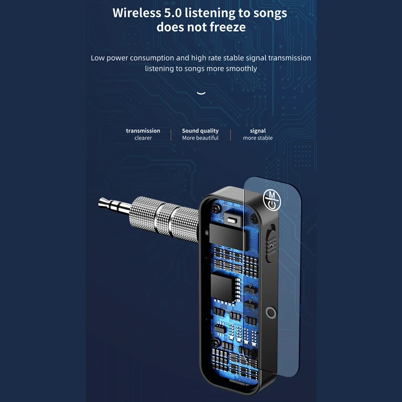 

Bluetooth 5.0 Receiver Transmitter 2 in 1 Wireless Audio Adapter 3.5mm Jack for Car Music Audio Aux Headphone Handsfree