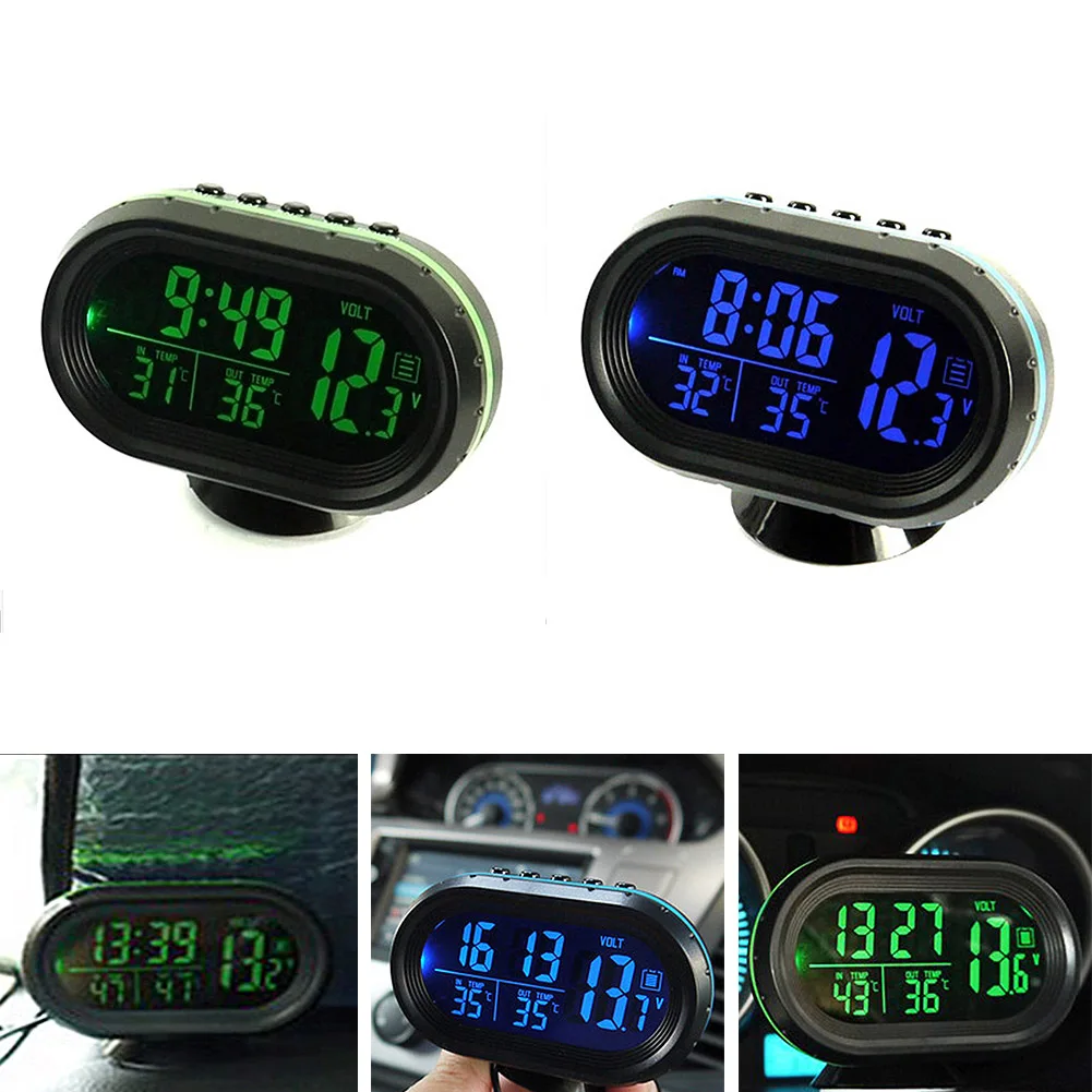 

LCD Digital Car Temperature Thermometer Voltage Meter Monitor Alarm Clock