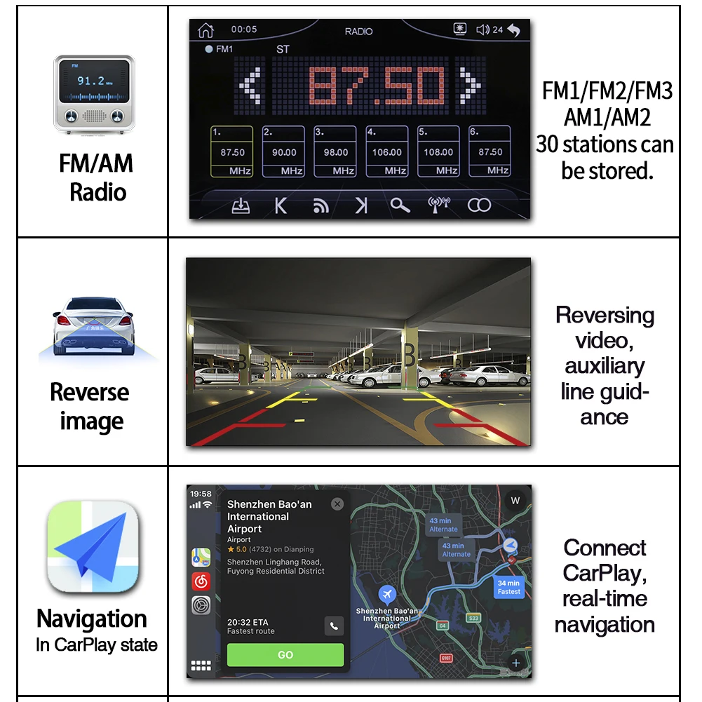 

L1 Car Stereo 2 DIN Multimedia Video Player 7 inch Display Bluetooth AUX-in FM Radio Receiver Double DIN Head Unit + View Camera