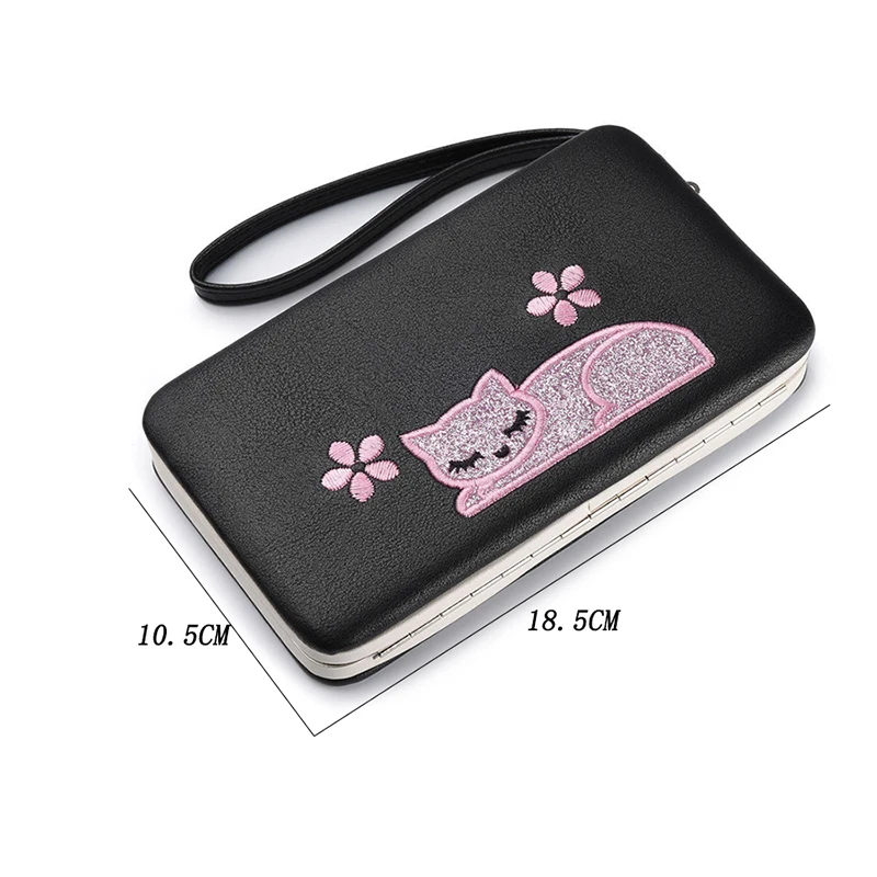 Милые женские кожаные бумажники с кошками сумочки кошельки для монет и длинные