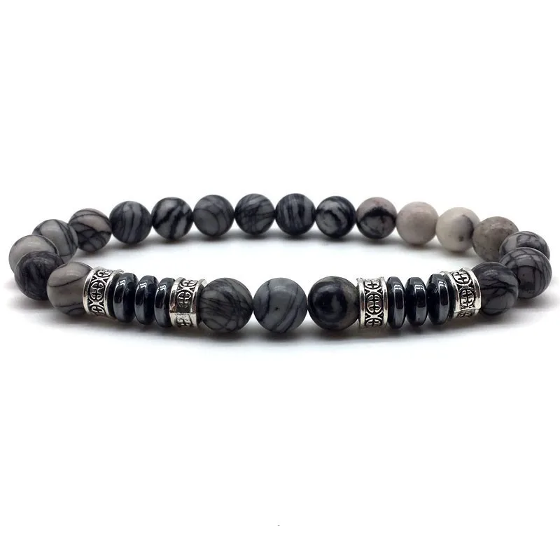 2020 простой модный мужской браслет классический 8 мм Геометрическая гематитовая