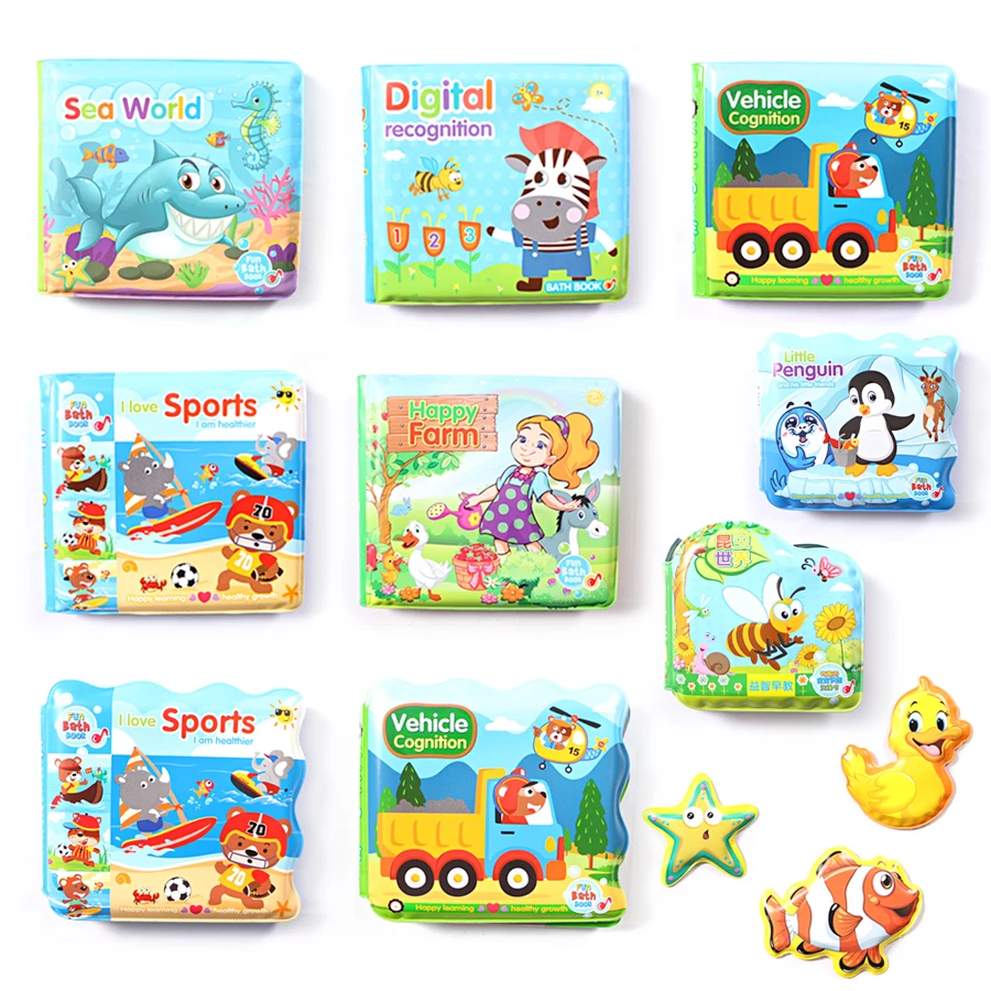 

New Swimming Water Bath Book with BB Whistle Animal Bath Toys For Baby Happy Bathing Time,Early Educational English Bathroom Toy