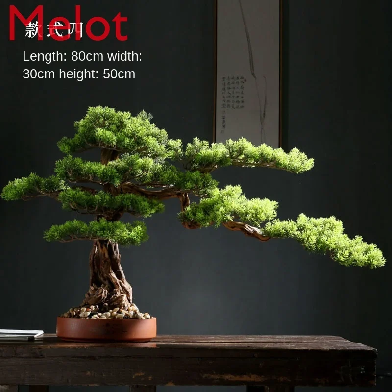 

Artificial Greeting Pine New Chinese Style Bonsai Decoration Living Room Entrance Home Greenery Solid Wood Root Decorations