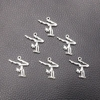 12pcslot silver plated gymnastic girl charm metal pendants diy necklaces bracelets jewelry handicraft accessories 2426mm p453