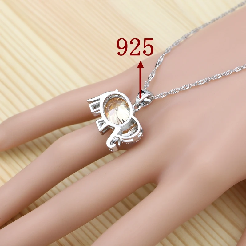 Наборы ювелирных изделий из серебра 925 пробы шампанское кубический цирконий для