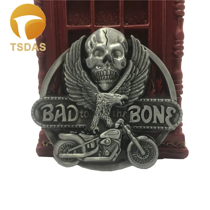 Металлическая пряжка для ремня BAD BONE Череп Орел ковбойская съемная серебристая