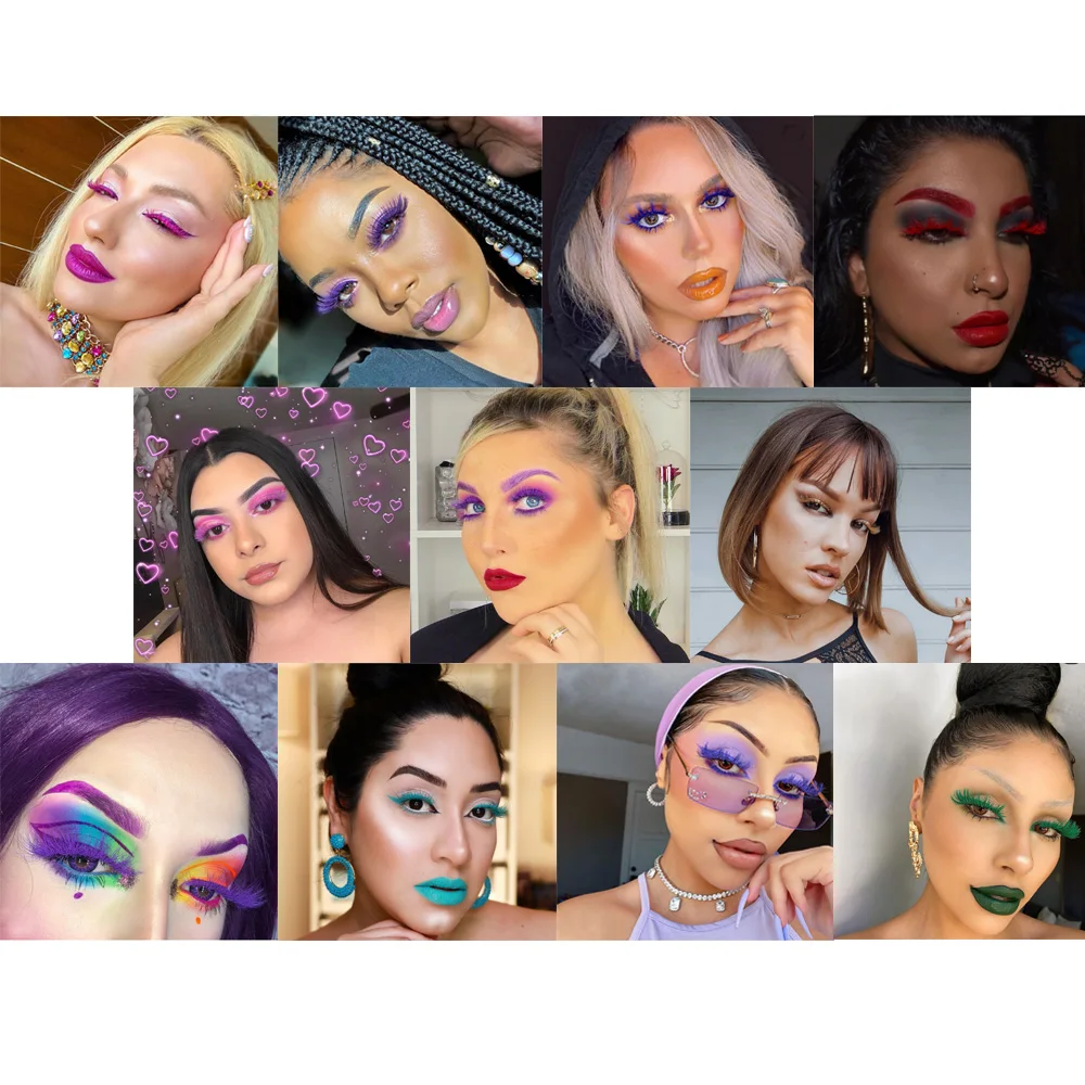 

Colored Eyelashes Fluffy Mink Lashes Wholesale Mink Eyelashes 25mm Colorful Lash Vendors Faux Cils Long Color False Eyelash Bulk