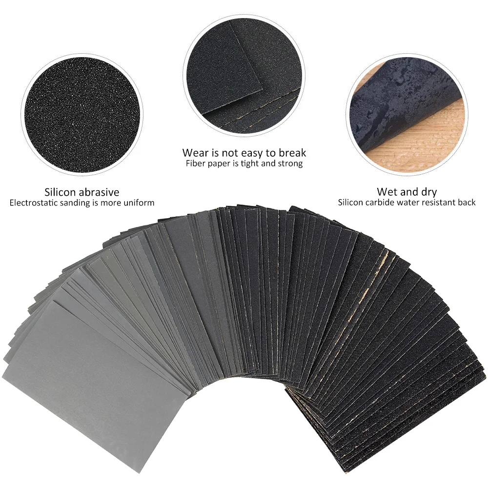 

102pcs Sandpaper Set 400 600 3000 800 1000 1200 1500 2000 2500 Grit Sanding Paper Water/Dry Abrasive SandPapers