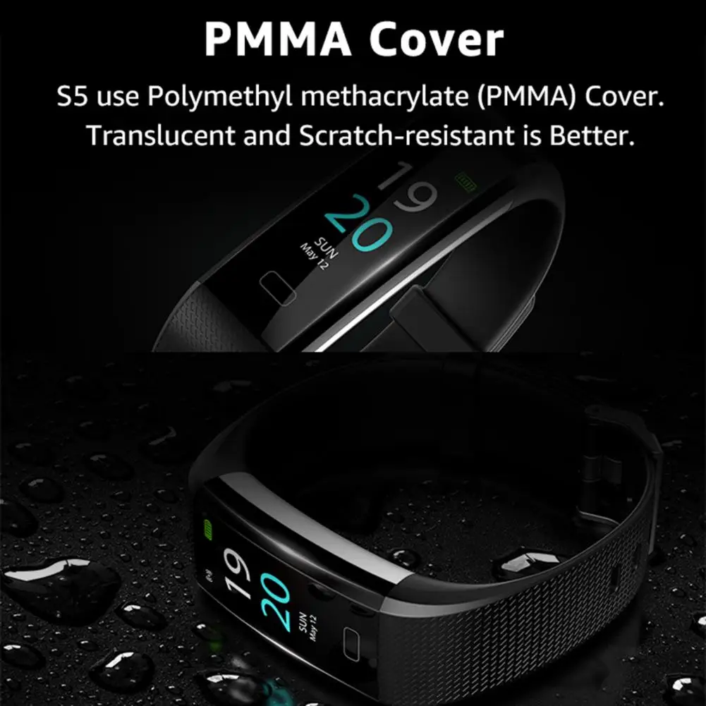 S5 Bluetooth 5 0 смарт-Браслет фитнес-трекер IP68 водонепроницаемый монитор сердечного