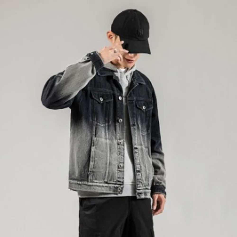 

Демисезонная Модная Джинсовая куртка, Свободное пальто, спортивная одежда с градиентными цветами, топы в стиле Джокер, уличная одежда в сти...