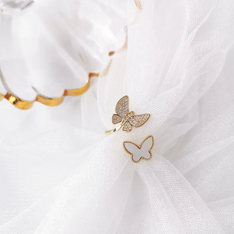 

2021 New Arrival 14K Gold Plated Butterfly Adjustable Rings For Women Zircon Wedding Rings