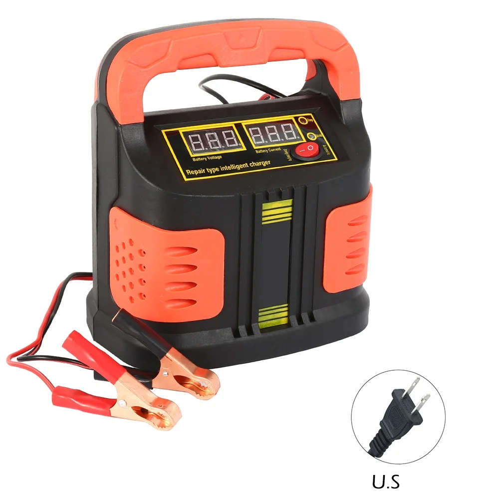 US Plug 350W 12 V/24 V 35Ah-200Ah автомобильное зарядное устройство, полностью автоматическая 14a Регулировка lcd Быстрая зарядка для мотоцикла Авто источник питания - Цвет: US Plug