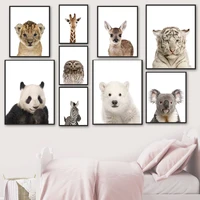 lion panda giraffe koala tiger zebra animal wall art canvas painting nordic posters and prints wall pictures kids boy room decor