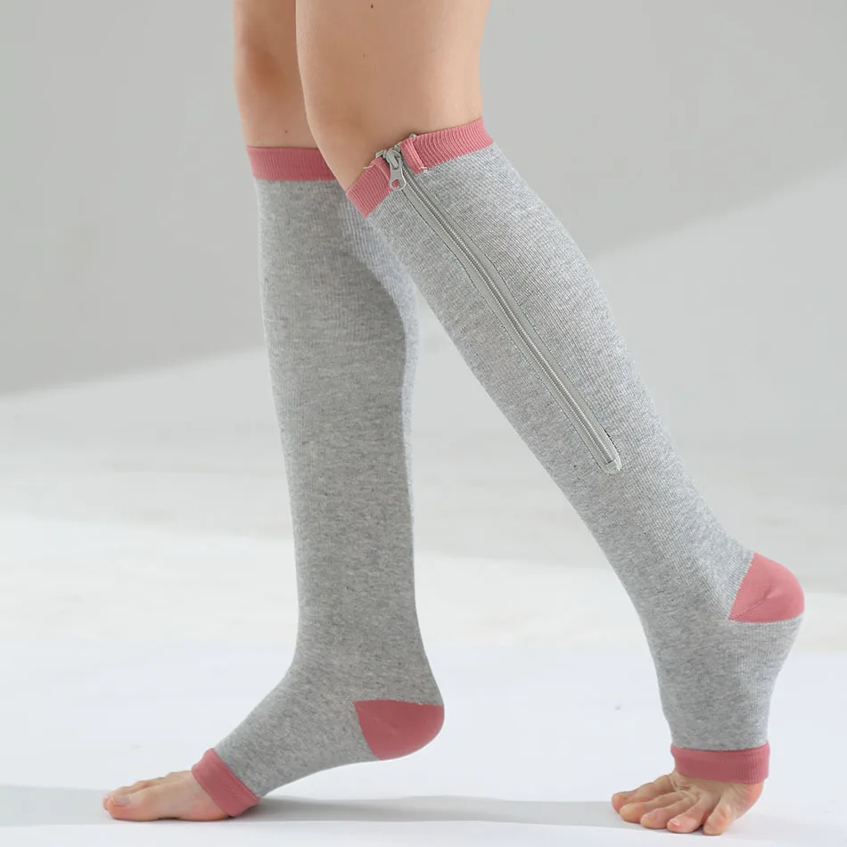 Чулки средней длины на молнии, Спортивные Компрессионные колготки, носок в носке, полуденные чулки, Чулки из нейлона