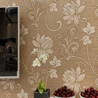 new floral wallpaper for bedroom living room decor non woven 3d embossed flocking fabric wall paper mural flower wallpaper roll
