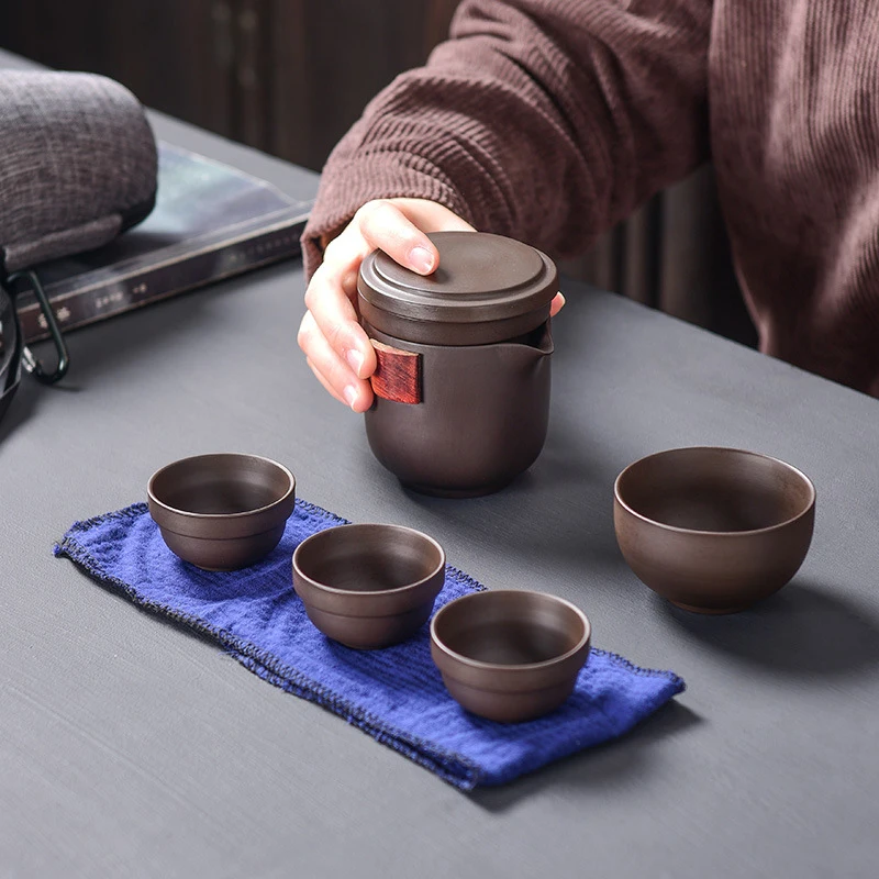 Чайный набор с фиолетовым песком китайский чайный кунг-фу керамический