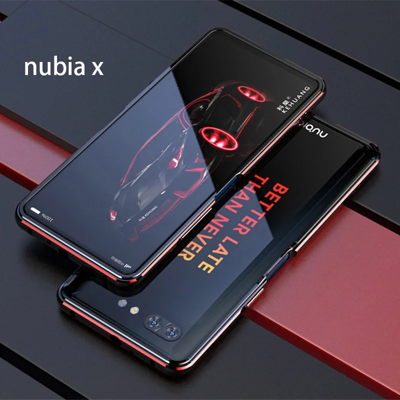 Ультратонкий чехол в металлической оправе для ZTE Nubia X жесткий алюминиевый бампер