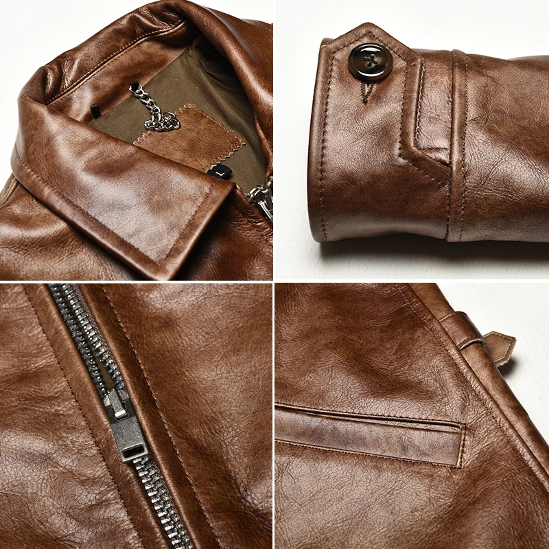2020 винтажная коричневая Мужская Американская Повседневная стильная кожаная