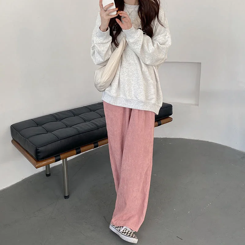 Повседневные женские брюки с широкими штанинами осенняя Вельветовая шикарная