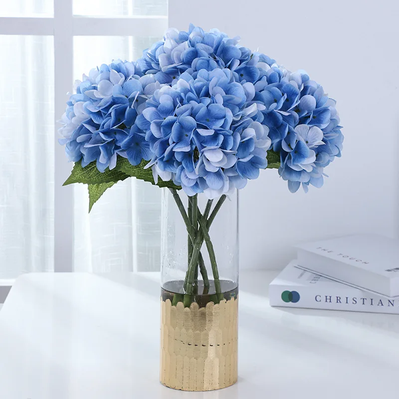 

High Quality Real Touch Plastic Artificial Hydrangea Flower White Pink Blue For Wedding Party Favor Home Decor Valentine Gift