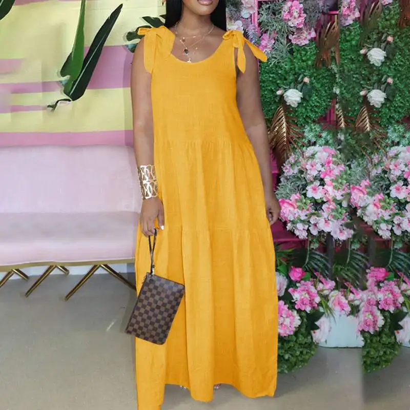 

VONDA Women Summer Beach Sundress Casual Tank Dresses Sexy Sleeveless Bohemian Party Vestidos Plus Size Party Dress S-5XL Robe