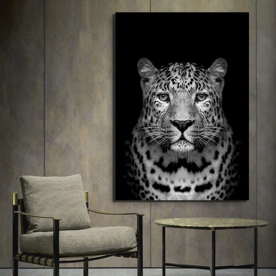 Поп арт живопись черный белый цвет дикий постеры с животными и принты Nordic стены