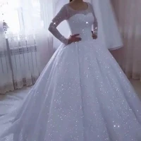 vestido de noiva sparkle wedding dresses ball gown long sleeve plus size princess bridal gowns for women robe de mariee