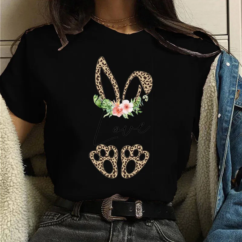 

Rabbit LOVE Letter Print Women T Shirt Short Sleeve O Neck Loose Women Tshirt Ladies Fashion Tee Shirt Tops Camisetas Mujer