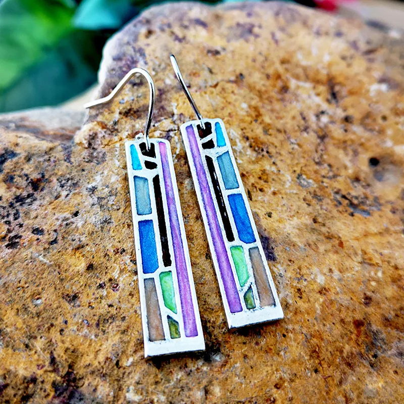 

Винтажные цветные металлические серьги в стиле ретро, модные длинные геометрические серьги в этническом стиле для женщин, праздвечерние чн...