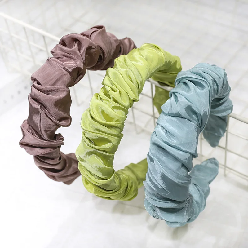 Ободок для волос женский однотонный простой модный обруч со складками в