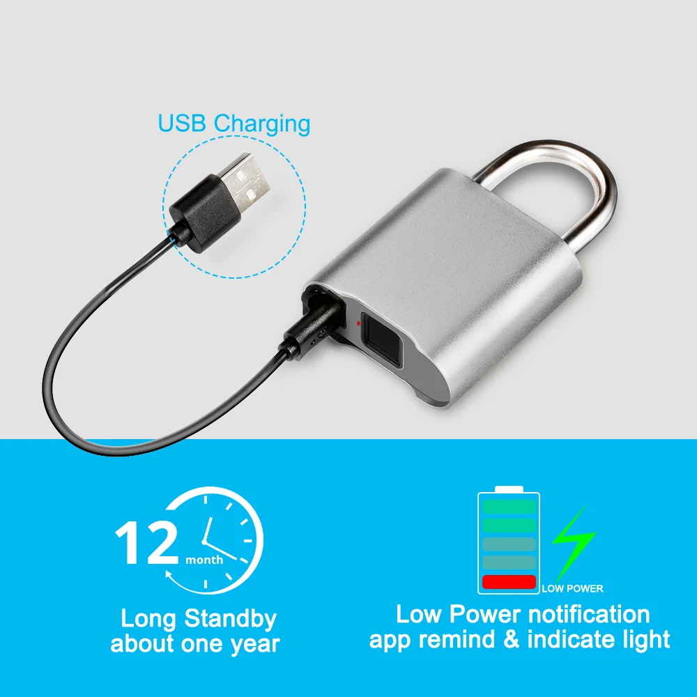 FUERS Мини Смарт отпечатков пальцев Bluetooth висячий замок с ключами домашней