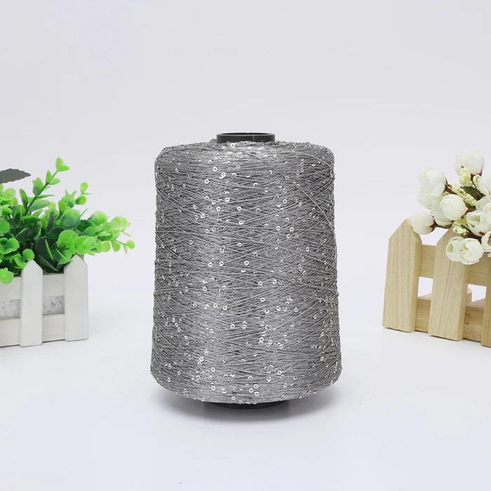 144 gray 500 г блестящая пряжа с блестками шерстяная игла с натуральными бусинами кружевная завязка с узлом пряжа для ручная вязка крючком нить для свитера ZL50 - Цвет: 144 gray