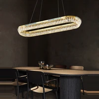 Oval Round LED Gold Silver Dimmable Crystal Chandelier Lighting Hanging Lamps Suspension Luminaire Lampen For Dinning Room