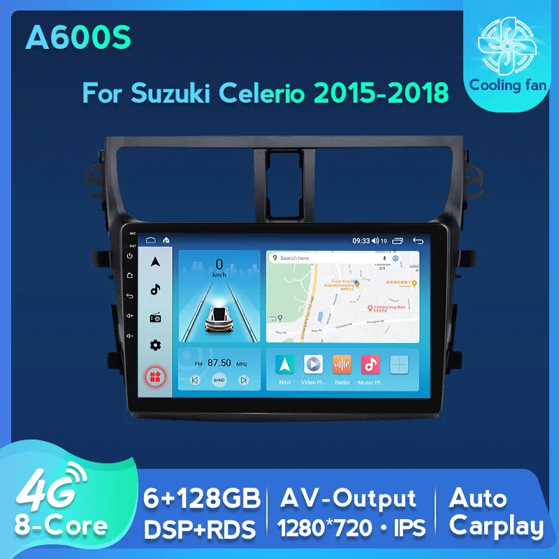 

Автомагнитола 6G + 128G 4G LTE Android 11 DSP RDS, автомобильный мультимедийный DVD-плеер для Suzuki Celerio 2015-2018 GPS-навигация Авто carplay