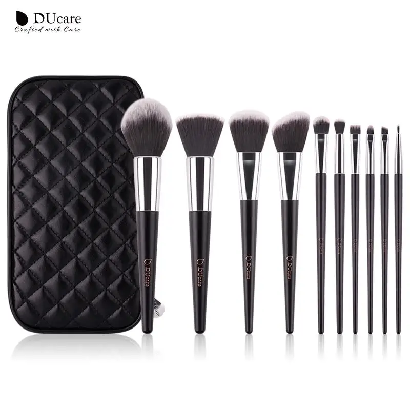 

DUcare 10pcs Makeup Brushes Set Foundation Powder Blush Eyeshadow Kabuki Blending Make up Brush Cosmetic Beauty Tool With Bag