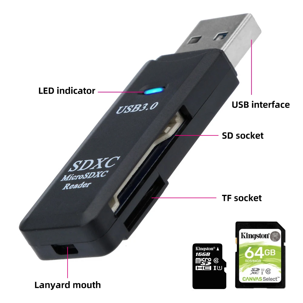 USB 3 0 кардридер FONKEN 2 в 1 Micro SD TF карта флеш накопитель высокоскоростной мульти