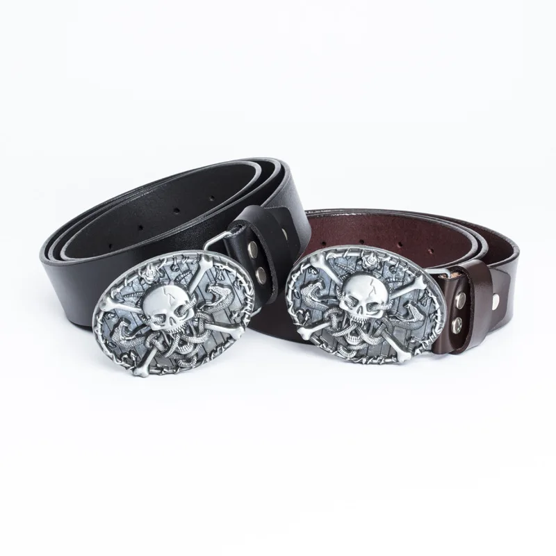 Western leather ghost head zinc alloy belt buckle element men and women gifts same style