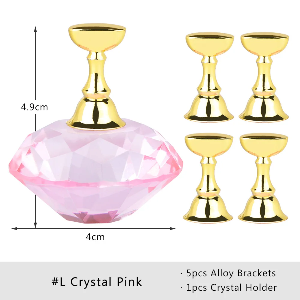 L Crystal Pink 1 набор, магнитный держатель для ногтей из сплава, практичный дисплей, стенд, акриловые хрустальные подставки, накладные кончики для ногтей, для салона, для самостоятельного маникюра, инструменты LA741 - Цвет: L Crystal Pink