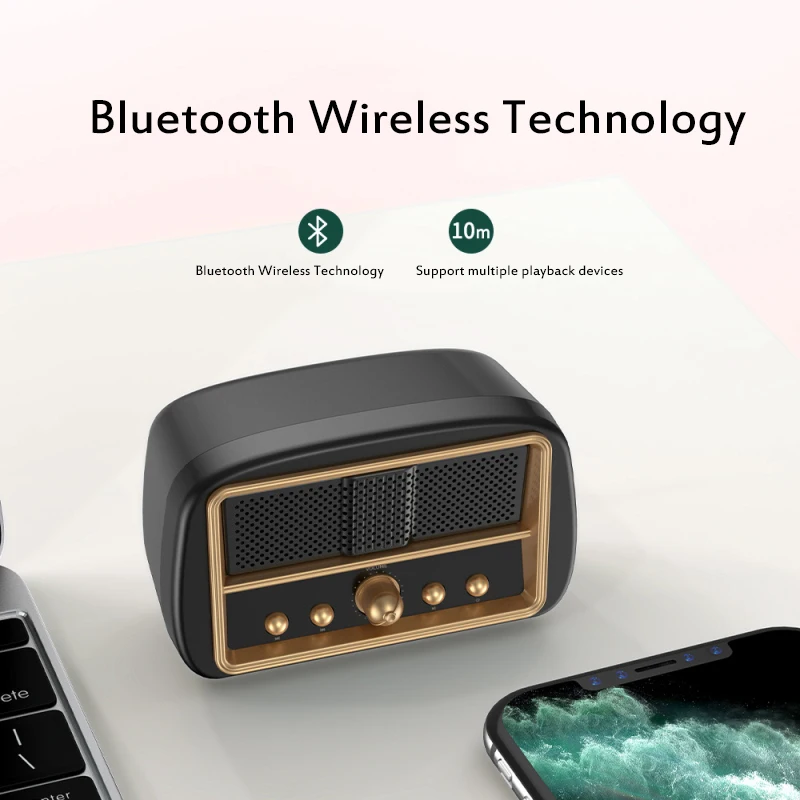 

HM13 Retro mini Bluetooth Speaker Portable Wireless Loudspeaker Sound System Stereo Music Surround Subwoofer TF USB caixa de som