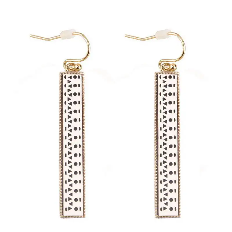 

Two Tone Metal Vertical Bar Dangle Earrings for Women Long Earrings Zinc Alloy Geometric Jewelry Wholesale E7796 ZWPON